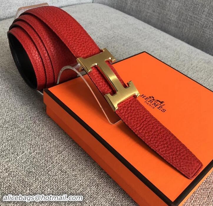 Purchase Hermes Width 3.2cm Reversible Leather Constance H Buckle Belt 619021 Red/Gold