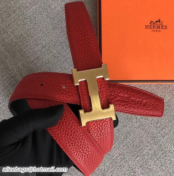 Purchase Hermes Width 3.2cm Reversible Leather Constance H Buckle Belt 619021 Red/Gold