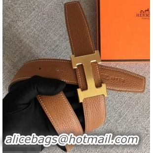 Popular Hermes Width 3.2cm Reversible Leather Constance H Buckle Belt 619021 Brown/Gold