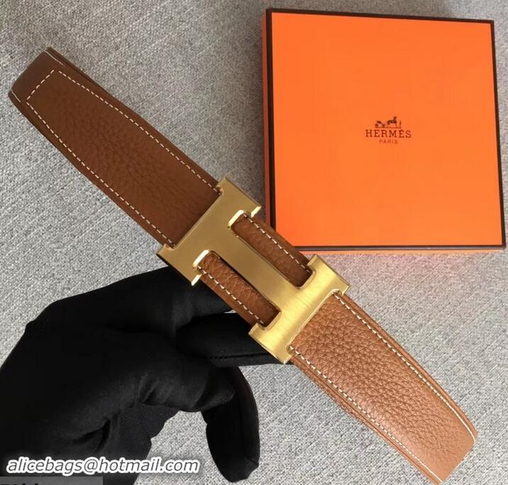 Popular Hermes Width 3.2cm Reversible Leather Constance H Buckle Belt 619021 Brown/Gold