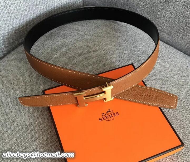 Popular Hermes Width 3.2cm Reversible Leather Constance H Buckle Belt 619021 Brown/Gold