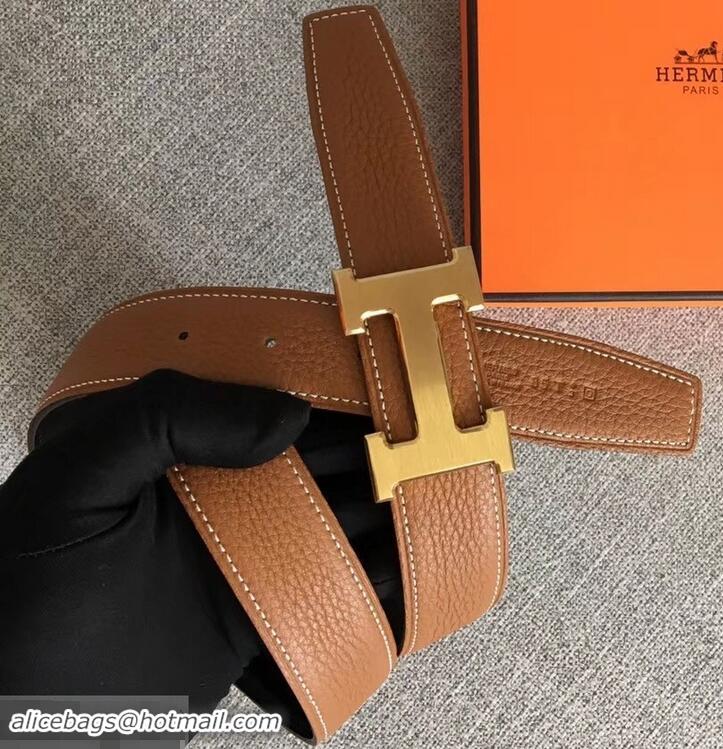 Popular Hermes Width 3.2cm Reversible Leather Constance H Buckle Belt 619021 Brown/Gold