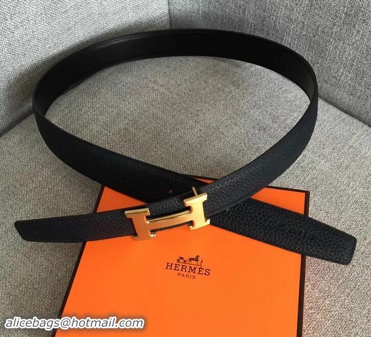 Promotional Hermes Width 3.2cm Reversible Leather Constance H Buckle Belt 619021 Navy Blue/Gold