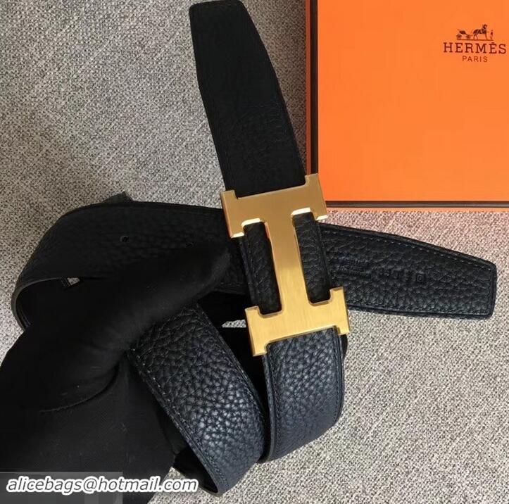 Promotional Hermes Width 3.2cm Reversible Leather Constance H Buckle Belt 619021 Navy Blue/Gold