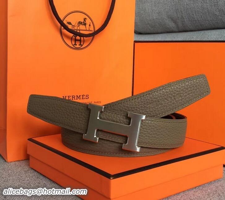 Good Product Hermes Width 3.2cm Reversible Leather Constance H Buckle Belt 619021 Etoupe/Silver