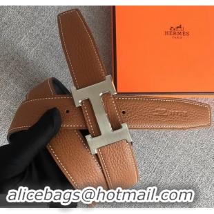 Most Popular Hermes Width 3.2cm Reversible Leather Constance H Buckle Belt 619021 Brown/Silver