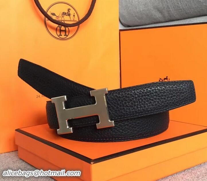 Top Quality Hermes Width 3.2cm Reversible Leather Constance H Buckle Belt 619021 Navy Blue/Silver