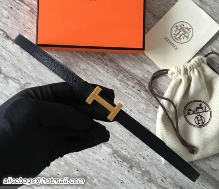 Discount Hermes Width 1.3cm Reversible Leather Constance H Buckle Belt 619022 Black/Gold