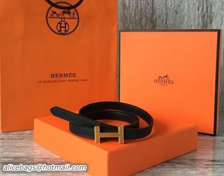 Discount Hermes Width 1.3cm Reversible Leather Constance H Buckle Belt 619022 Black/Gold