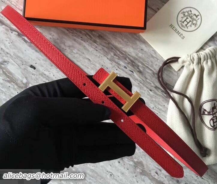 AAAAA Hermes Width 1.3cm Reversible Leather Constance H Buckle Belt 619022 Red/Gold