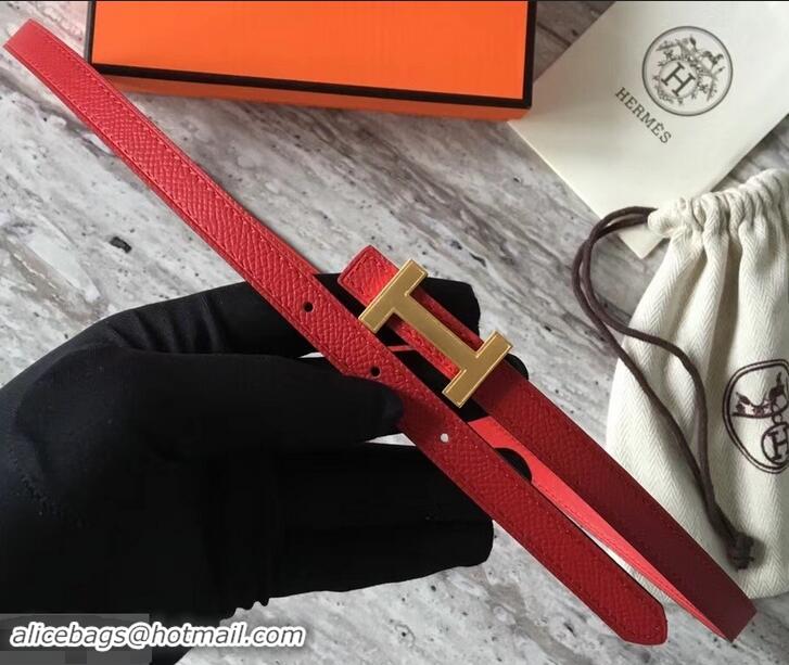 AAAAA Hermes Width 1.3cm Reversible Leather Constance H Buckle Belt 619022 Red/Gold