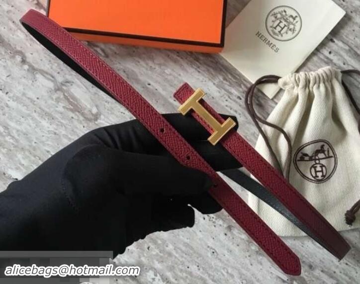 Discount Hermes Width 1.3cm Reversible Leather Constance H Buckle Belt 619022 Date Red/Gold