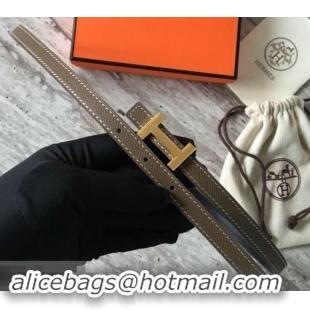 Durable Hermes Width 1.3cm Reversible Leather Constance H Buckle Belt 619022 Etoupe/Gold