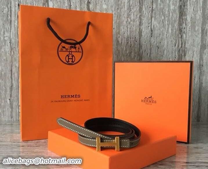 Durable Hermes Width 1.3cm Reversible Leather Constance H Buckle Belt 619022 Etoupe/Gold