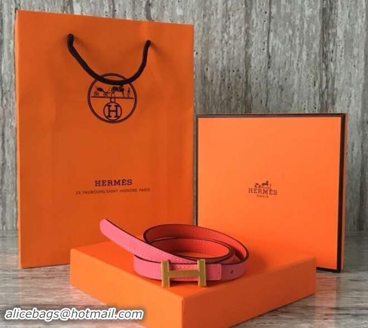 Top Grade Hermes Width 1.3cm Reversible Leather Constance H Buckle Belt 619022 Pink/Gold