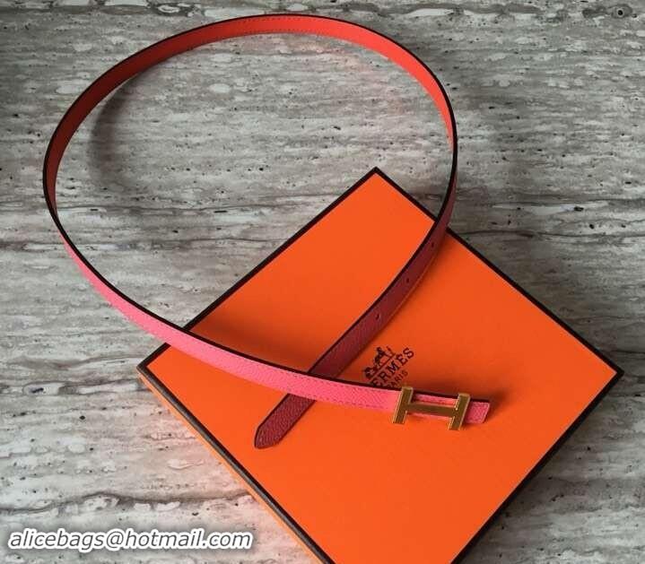 Top Grade Hermes Width 1.3cm Reversible Leather Constance H Buckle Belt 619022 Pink/Gold