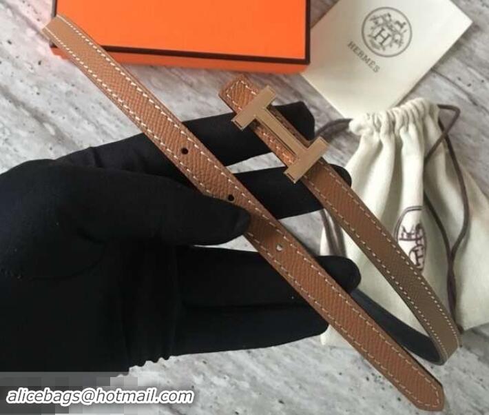 Good Product Hermes Width 1.3cm Reversible Leather Constance H Buckle Belt 619023 Brown/Pink Gold