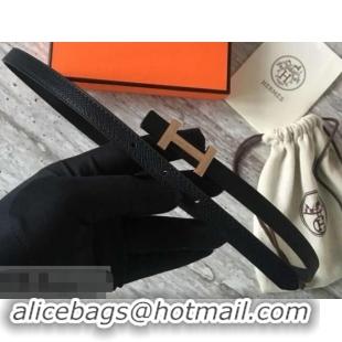 Popular Style Hermes Width 1.3cm Reversible Leather Constance H Buckle Belt 619023 Black/Pink Gold