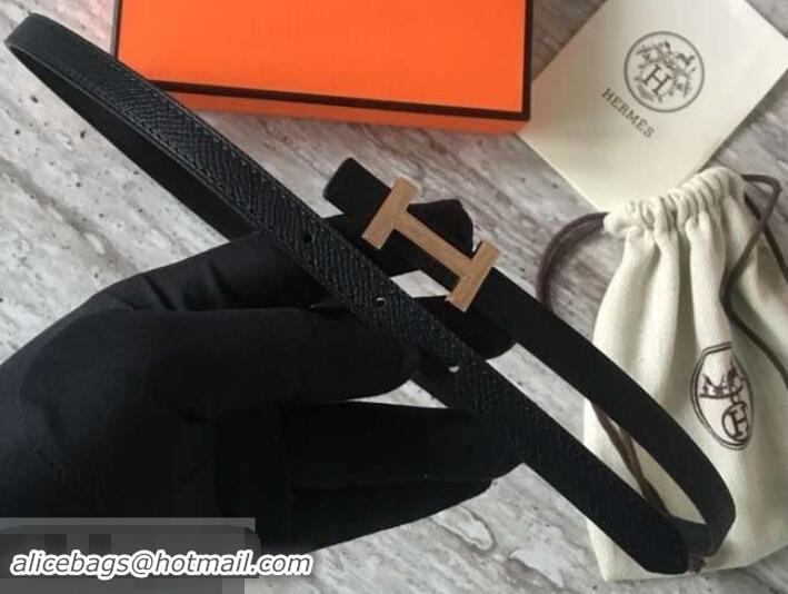 Popular Style Hermes Width 1.3cm Reversible Leather Constance H Buckle Belt 619023 Black/Pink Gold