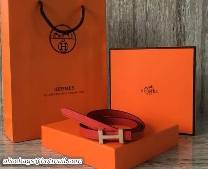 Good Quality Hermes Width 1.3cm Reversible Leather Constance H Buckle Belt 619023 Red/Pink Gold