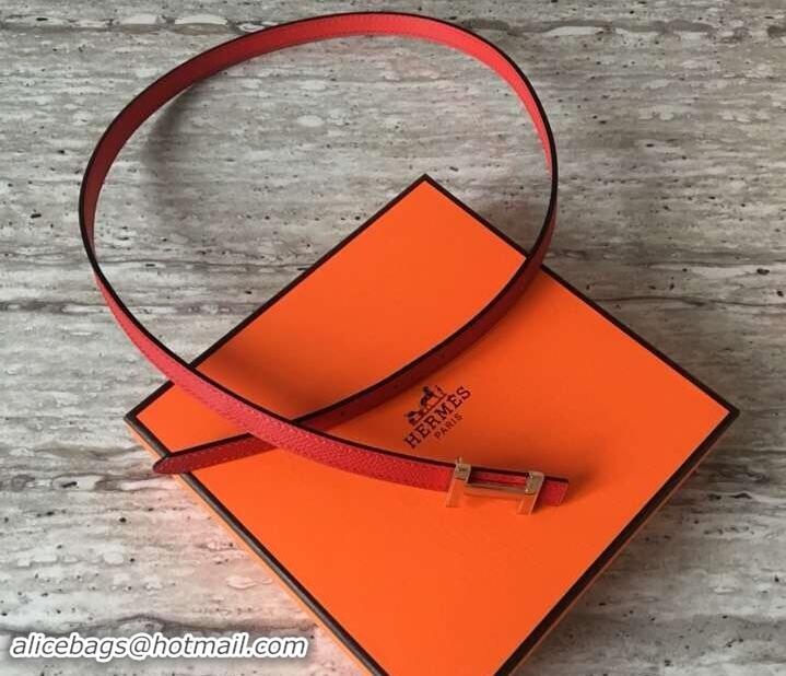 Good Quality Hermes Width 1.3cm Reversible Leather Constance H Buckle Belt 619023 Red/Pink Gold