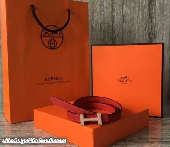 Good Quality Hermes Width 1.3cm Reversible Leather Constance H Buckle Belt 619023 Red/Pink Gold