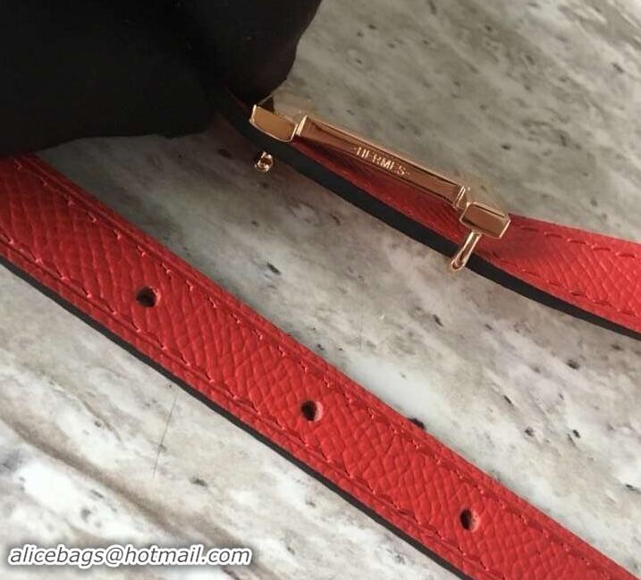 Good Quality Hermes Width 1.3cm Reversible Leather Constance H Buckle Belt 619023 Red/Pink Gold