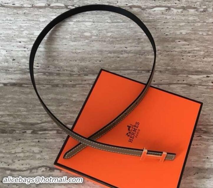 Pretty Style Hermes Width 1.3cm Reversible Leather Constance H Buckle Belt 619023 Etoupe/Pink Gold