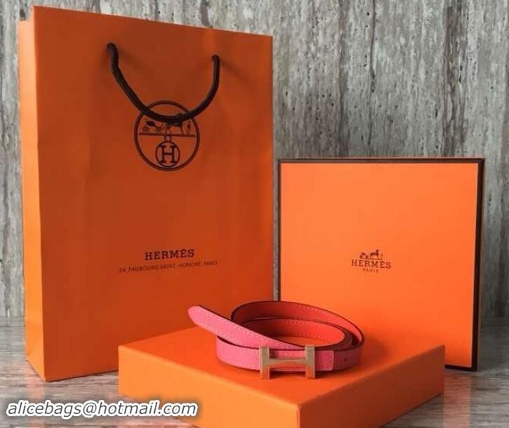 Best Grade Hermes Width 1.3cm Reversible Leather Constance H Buckle Belt 619023 Pink/Pink Gold