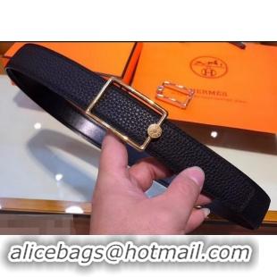 Low Price Hermes Width 3.2cm Oscar Buckle Reversible Leather Belt 619025 Black/Gold