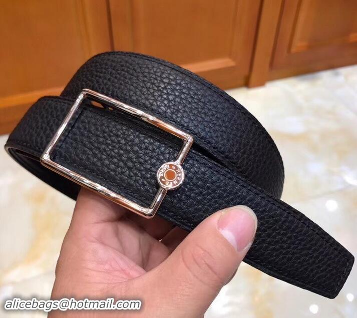 Luxury Hermes Width 3.2cm Oscar Buckle Reversible Leather Belt 619025 Black/Silver