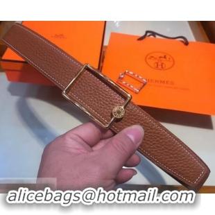 Best Price Hermes Width 3.2cm Oscar Buckle Reversible Leather Belt 619025 Brown/Gold