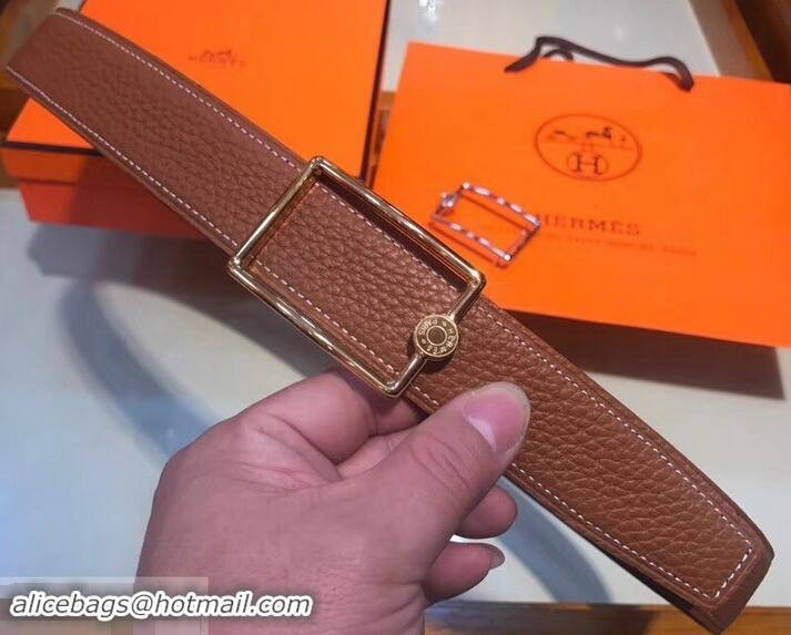 Best Price Hermes Width 3.2cm Oscar Buckle Reversible Leather Belt 619025 Brown/Gold