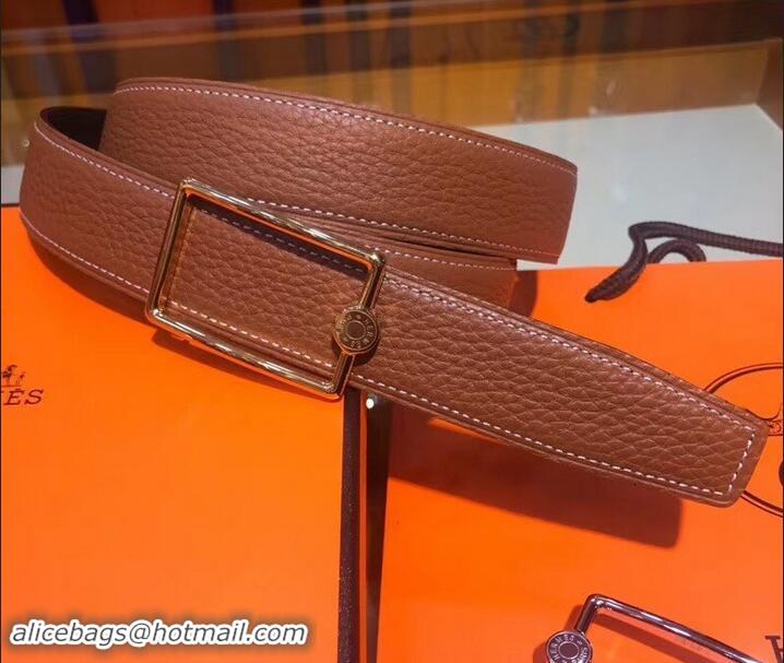 Best Price Hermes Width 3.2cm Oscar Buckle Reversible Leather Belt 619025 Brown/Gold