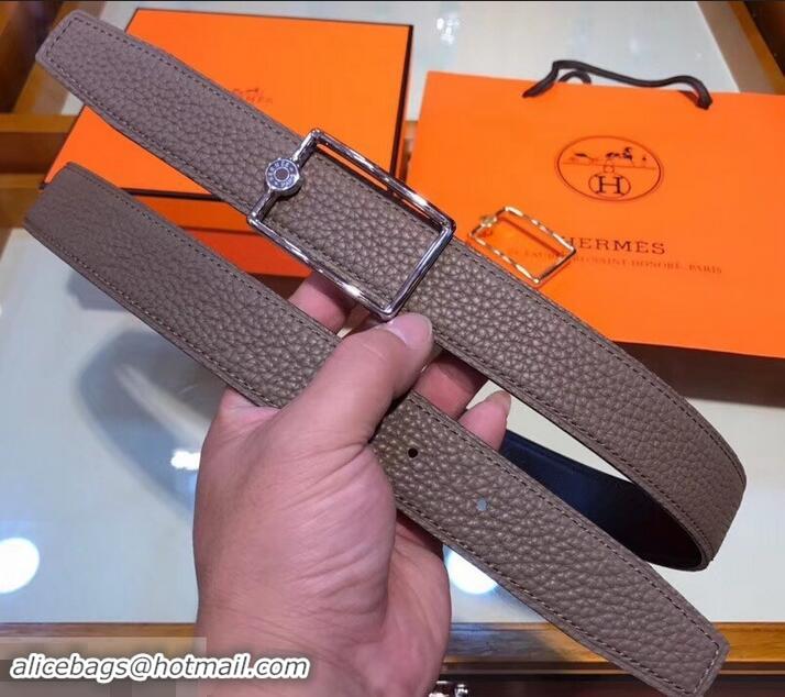 Best Product Hermes Width 3.2cm Oscar Buckle Reversible Leather Belt 619025 Camel/Silver