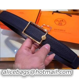 Discount Hermes Width 3.2cm Oscar Buckle Reversible Leather Belt 619025 Navy Blue/Gold