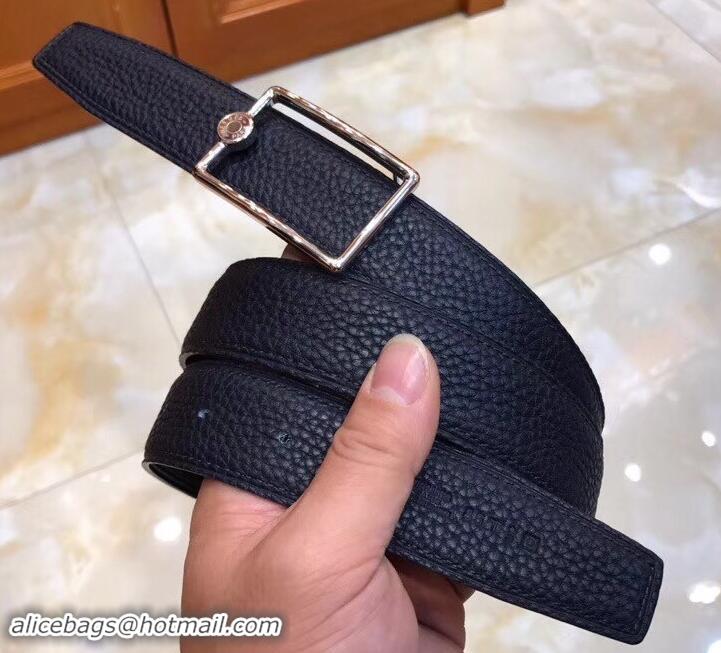 Trendy Design Hermes Width 3.2cm Oscar Buckle Reversible Leather Belt 619025 Navy Blue/Silver