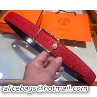 Classic Design Hermes Width 3.2cm Oscar Buckle Reversible Leather Belt 619025 Red/Gold