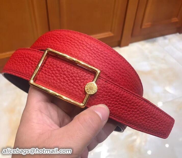 Classic Design Hermes Width 3.2cm Oscar Buckle Reversible Leather Belt 619025 Red/Gold