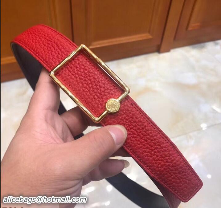 Classic Design Hermes Width 3.2cm Oscar Buckle Reversible Leather Belt 619025 Red/Gold