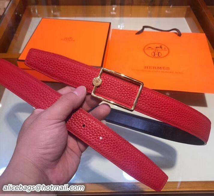 Classic Design Hermes Width 3.2cm Oscar Buckle Reversible Leather Belt 619025 Red/Gold