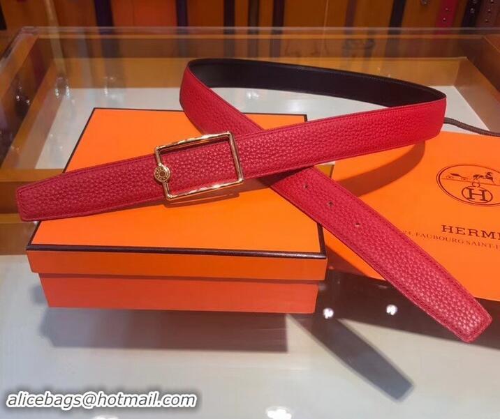 Classic Design Hermes Width 3.2cm Oscar Buckle Reversible Leather Belt 619025 Red/Gold