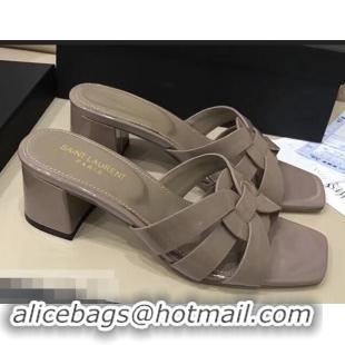 Trendy Design Saint Laurent Heel Slide Sandal In Patent Leather With Intertwining Straps Y83709 Khaki