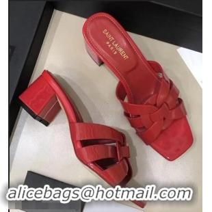 Well Crafted Saint Laurent Heel Slide Sandal In Patent Leather With Intertwining Straps Y83714 Red