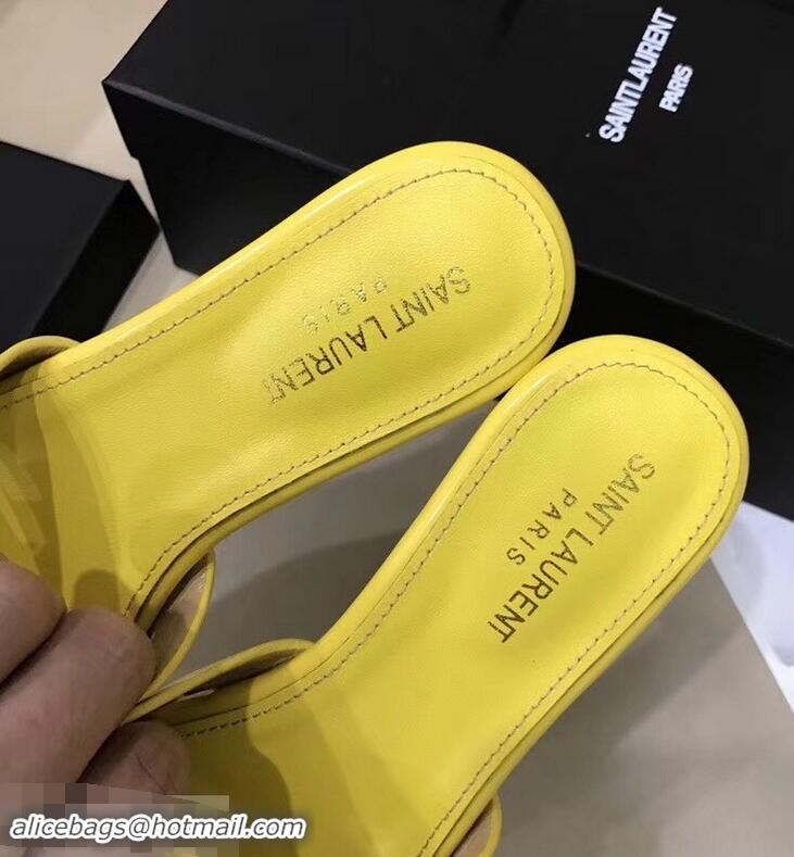 Specials Saint Laurent Slide Sandal In Patent Leather With Intertwining Straps Y83716 Yellow