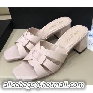 Cheapest Saint Laurent Heel Slide Sandal In Patent Leather With Intertwining Straps Y83720 Pink