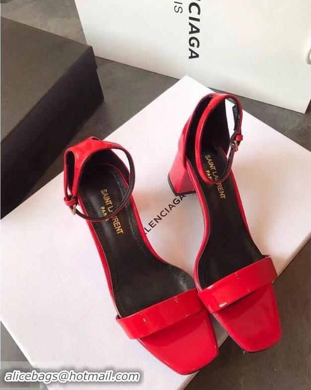 Buy Low Price Good Taste Saint Laurent Heel 6.5cm Patent Leather Sandals Y83410 Red