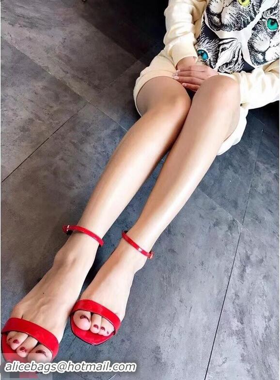 Buy Low Price Good Taste Saint Laurent Heel 6.5cm Patent Leather Sandals Y83410 Red