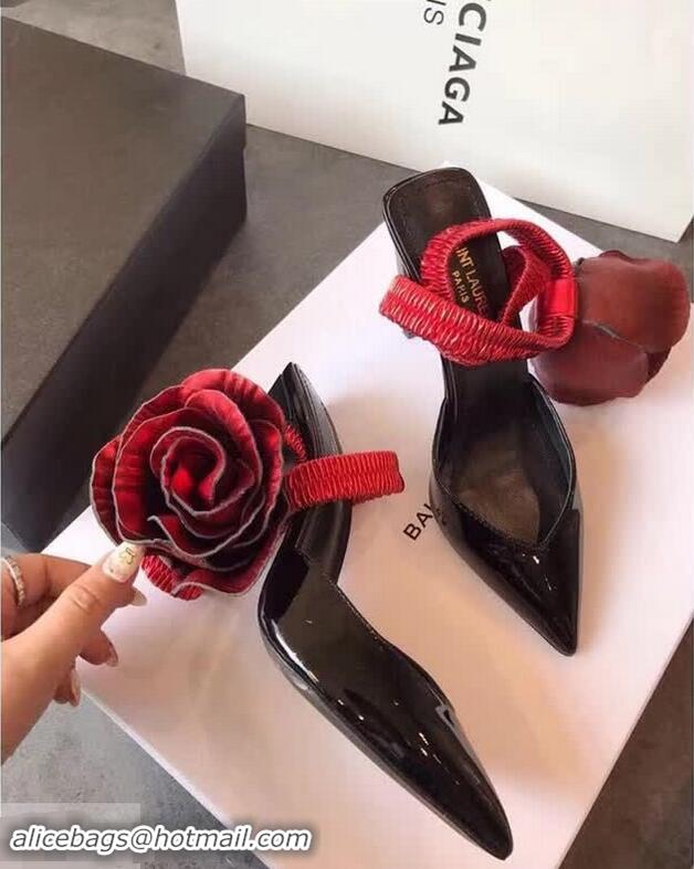 Good Quality Saint Laurent Point Heel With Flower Y83009 Red