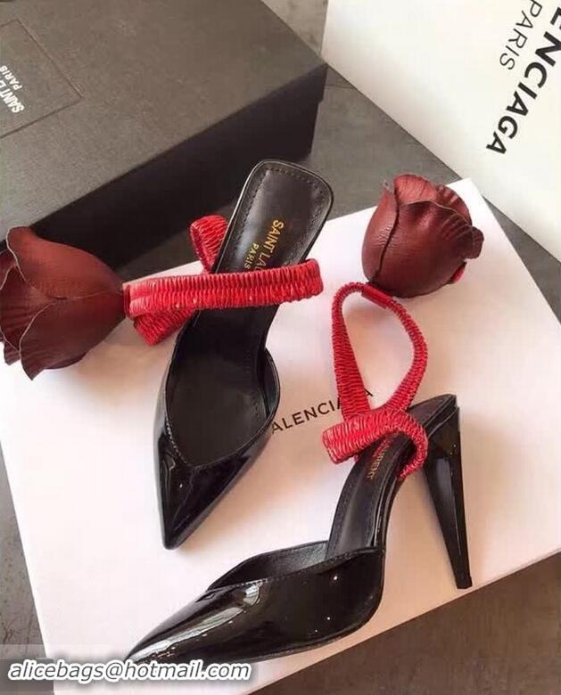 Good Quality Saint Laurent Point Heel With Flower Y83009 Red